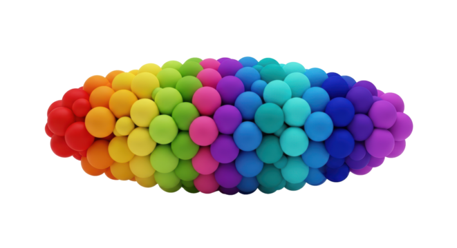 Isolated, Colorful Display of Rounded Shapes, Decoration, Colorful Spectrum Hue Style