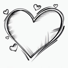 Sketchy black heart outline with smaller hearts, perfect for romantic designs and illustrations.