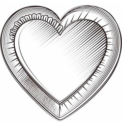An intricately sketched heart shape with decorative lines and a blank center, suitable for personalized designs.