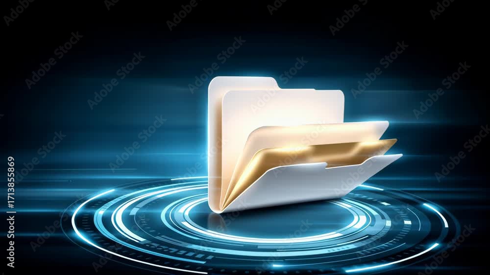 Poster file folder document digital interface technology storage data file folder document digital interfac