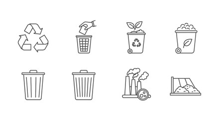 Recycling and Waste Management Icons.