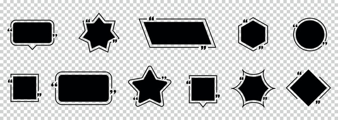 Flat Quote Bubbles Set - Different Vector Illustrations Isolated On Transparent Background