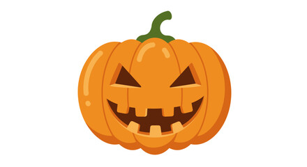 Fototapeta premium A vibrant, cartoon-style pumpkin with a carved face, perfect for Halloween decorations.