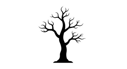 Fototapeta premium Silhouette of a bare, leafless tree against a white background.