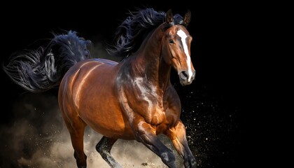 Obraz premium Powerful horse in motion, dust particles