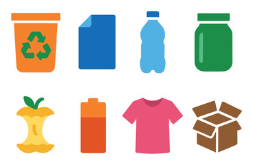 Colorful Waste Sorting Icons