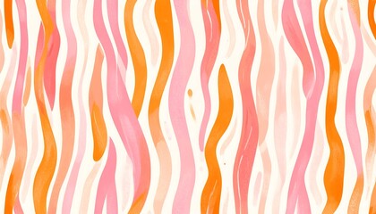 Abstract wavy stripes in soft pinks and oranges