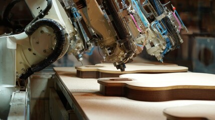 A machine is making a guitar
