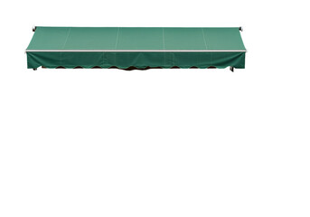 Isolated green awning provides shade for storefronts, buildings, and businesses alike