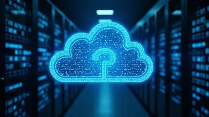 Digital transformation through cloud computing in a server room environment animation - Powered by Adobe