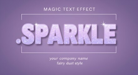 Obraz premium Sparkle Text Effect on Purple Background | Shiny Word with Fairy Dust Style for Logo Design, Branding, and Web Graphics
