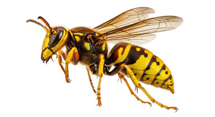 Isolated Paper Wasp with Distinctive Black and Yellow Stripes, a Natural Predator of Insects