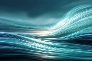 Dynamic blue waves in motion under a cloudy sky during twilight hours