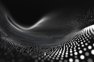Abstract black and white dotted landscape creates an illusion of depth and motion