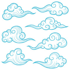 Elegant sky design elements with flowing clouds, perfect for creative dreamy projects