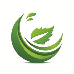 A vibrant green logo featuring stylized leaves, symbolizing nature, growth, and environmental awareness.