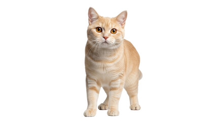 Obraz premium Isolated domestic cute orange tabby cat, looking at the camera, full shot, studio shot