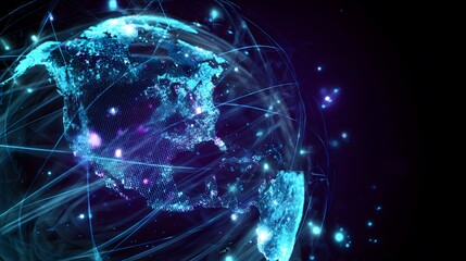 Futuristic digital globe showing USA map with smart connections
