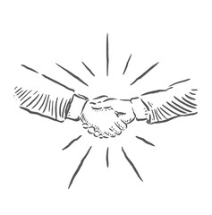 sketch illustration of shaking hands with an extraordinary agreement