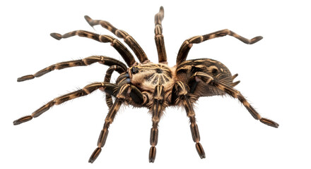 Isolated Gooty sapphire ornamental tree spider, poised to strike, in defensive posture