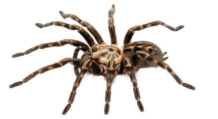 Isolated Gooty sapphire ornamental tree spider, poised to strike, in defensive posture