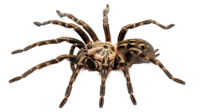 Isolated Gooty sapphire ornamental tree spider, poised to strike, in defensive posture