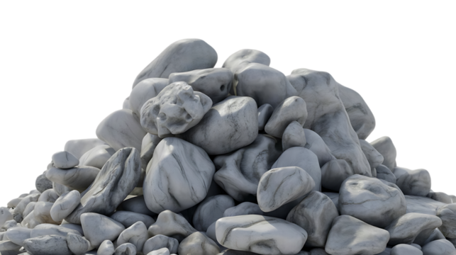 Assorted Gray Rocks Pile, Natural Stone Textures, Various Sizes and Shapes, Detailed Formations - Powered by Adobe