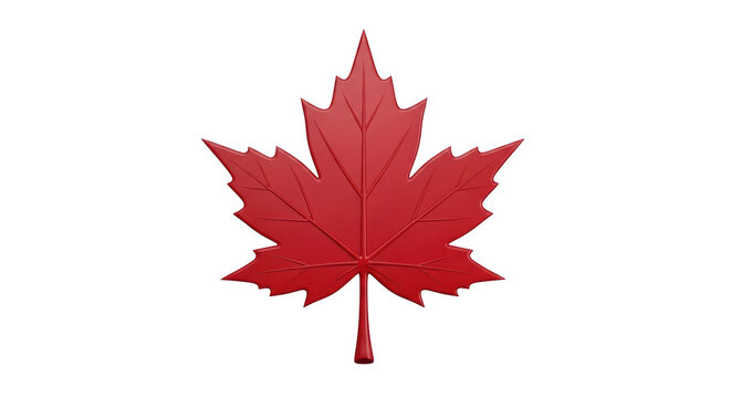 Isolated Canadian maple leaf emblem for national symbol, nature, and patriotism theme