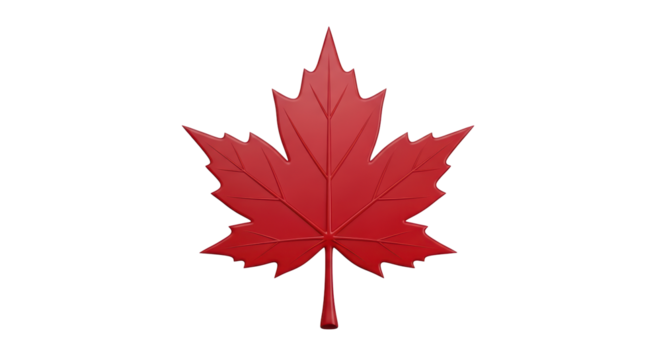 Isolated Canadian maple leaf emblem for national symbol, nature, and patriotism theme
