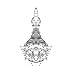 Giant drawing, line drawing, Thai giant, freehand line style, black color