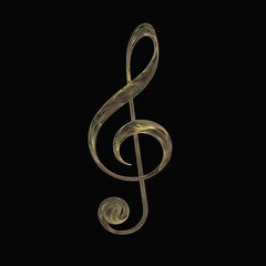 Elegant gold treble clef design on a black background, ideal for music-themed projects.