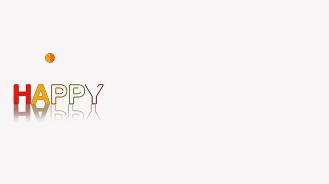 animated jumping or bouncing ball Happy thanksgiving text word lettering typography glow neon reveal, Bright letters jump in the inscription theme video,motion seamless loop autumn fall orange red typ