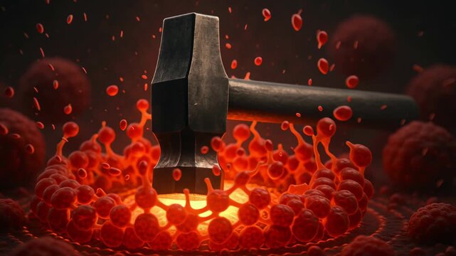 Hammer Striking virus, Symbolizing Energy, Creativity, and Impact in Dynamic Scene