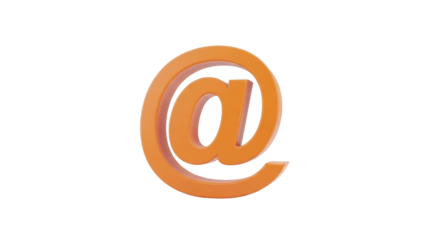 Isolated rendering of a bright orange at symbol, perfect for communication-themed project