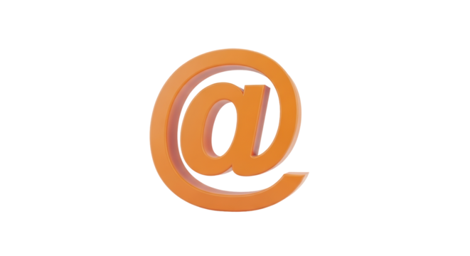 Isolated rendering of a bright orange at symbol, perfect for communication-themed project