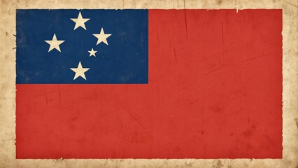 Samoa Flag: A close-up, detailed view of the Samoa flag, a national emblem showcasing cultural pride and heritage with rich colours and a textured vintage effect.