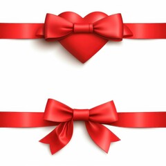 Elegant red heart with ribbons, perfect for romantic occasions or celebrations.