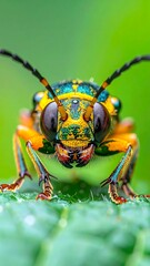 Close-up of a vibrant colorful beetle