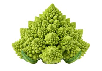 Isolated Romanesco broccoli vegetable, complex visual, fractal nature, Fibonacci sequence