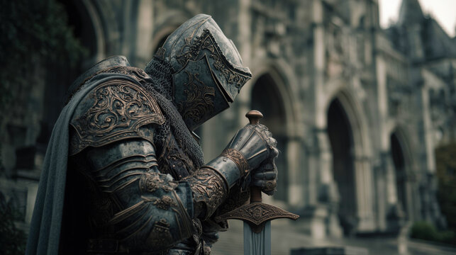 Dramatic Halloween Artwork Featuring a Headless Knight in a Mysterious Setting