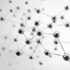 Interconnected Metallic Spheres - Abstract 3D Molecular Structure.