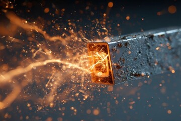 Intense Welding Sparks - Close-Up of Molten Metal and Energy Burst.