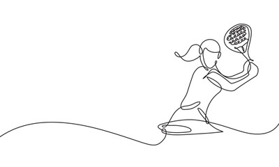 Vector line art woman player padel tennis © erico