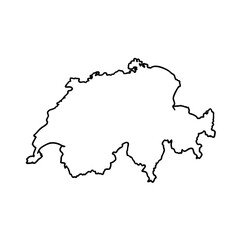 Obraz premium Switzerland outline, a clear representation of country contour on white backdrop. Outline of Switzerland shows its geographical form, defining political boundaries.