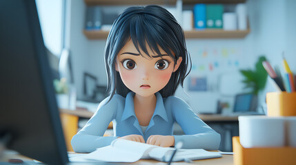 young woman working on laptop