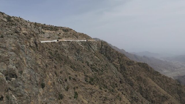 Al Hada Mountain Cable Car - A Scenic Ride Over The Mountains Near The City Of Taif In Saudi Arabia. POV Shot