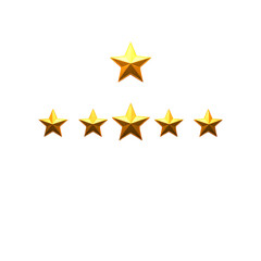 Six Golden Stars Arranged In Two Rows Against A Transparent Background Shiny
