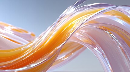 Abstract swirling ribbons of translucent orange and white, glossy and smooth, against a neutral background