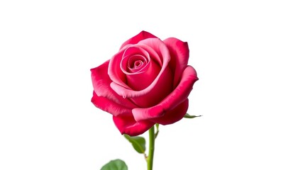 A single, perfectly formed rose, in full bloom, isolated against a pure white background,  beautiful,  white rose