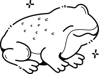 Obraz premium Whimsical Hand-Drawn Black and White Frog Illustration